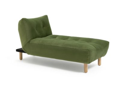 An Image of Habitat Kota Velvet Chaise Sofa - Green