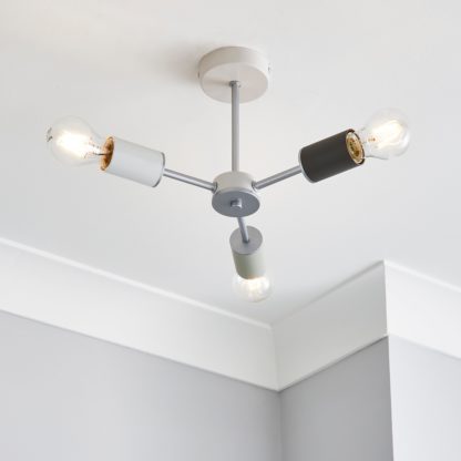 An Image of Vevo 3 Light Semi Flush Ceiling Fitting MultiColoured