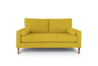 An Image of Habitat Hudson 3 Seater Velvet Sofa - Yellow