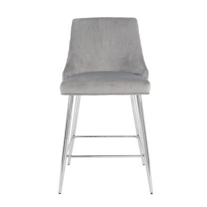 An Image of Peyton Velvet Bar Stool Grey