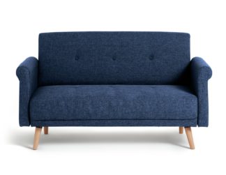 An Image of Habitat Evie 2 Seater Fabric Sofa in a Box - Navy