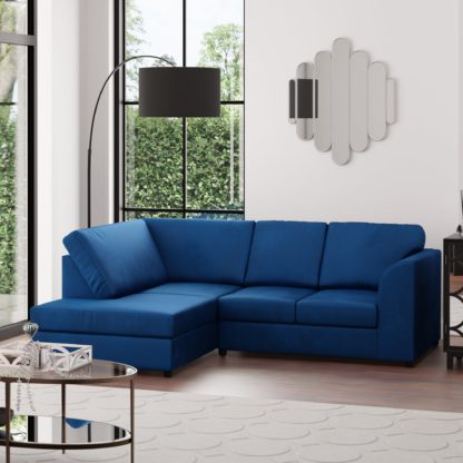 An Image of Blake Soft Velvet Corner Sofa Royal Blue