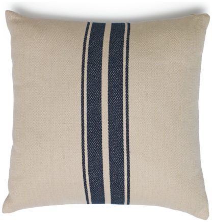 An Image of Habitat Stripe Woven Cushion - Navy Blue - 43x43cm