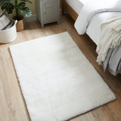 An Image of Faux Rabbit Fur Rug Natural