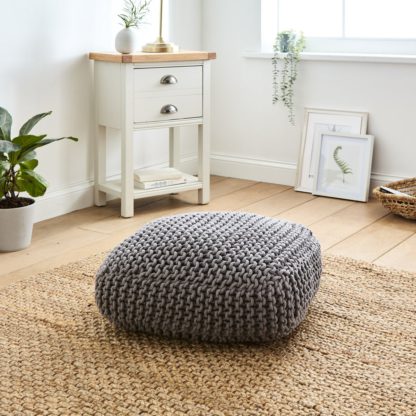 An Image of Hand Woven Pouffe Navy