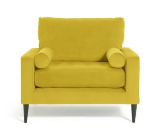 An Image of Habitat Hudson Velvet Cuddle Chair - Yellow