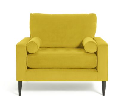 An Image of Habitat Hudson Velvet Cuddle Chair - Yellow