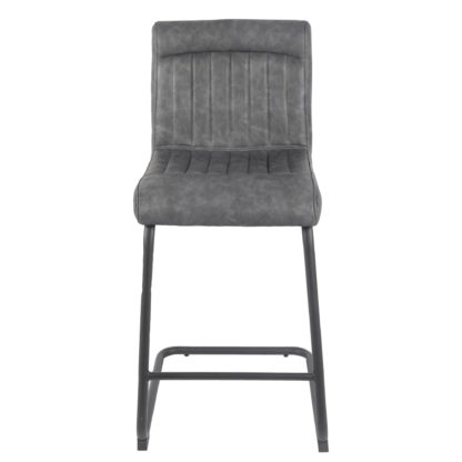 An Image of Felix PU Leather Cantilever Bar Stool Grey