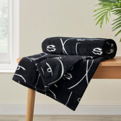 An Image of Faces Black Fleece Throw Black