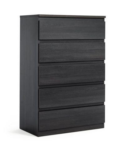 An Image of Habitat Jenson 5 Drawer Chest - Black Oak Effect