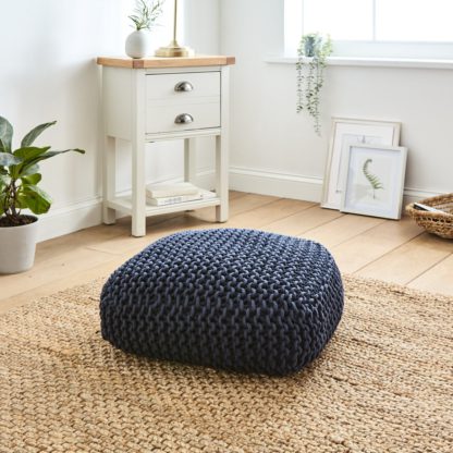 An Image of Hand Woven Pouffe Navy