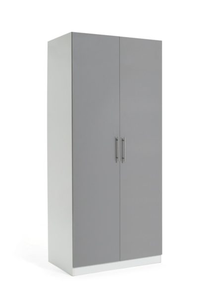 An Image of Habitat Munich 2 Door Wardrobe - Grey Gloss