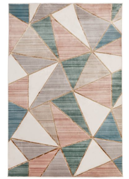 An Image of Argos Home Geo Cut Pile Woven Rug - 120x166cm - Blush