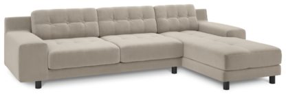 An Image of Habitat Hendricks Right Corner Velvet Sofa - Natural