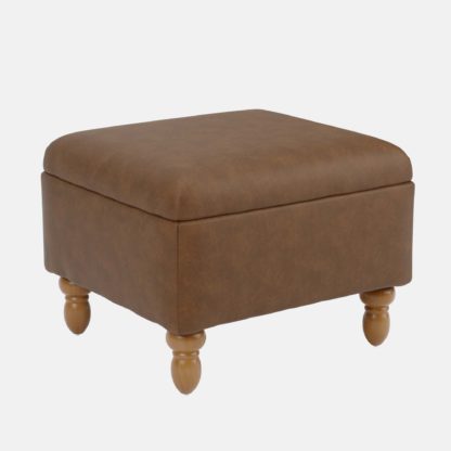 An Image of Oswald Mocha Faux Leather Storage Footstool Mocha