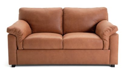 An Image of Habitat Florence 2 Seater Leather Sofa - Tan