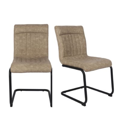 An Image of Felix Set of 2 Cantilever PU Leather Dining Chairs Grey