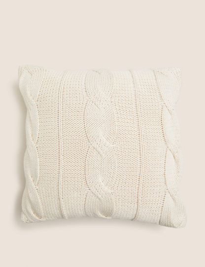 An Image of M&S Pure Cotton Cable Knit Cushion