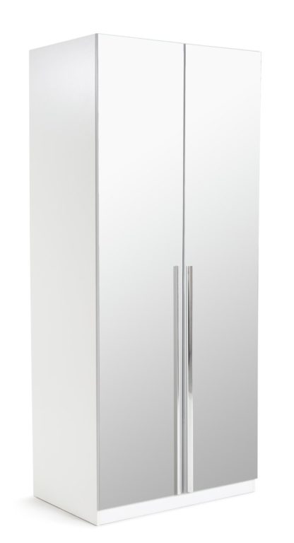 An Image of Habitat Munich 2 Door Mirror Wardrobe - White