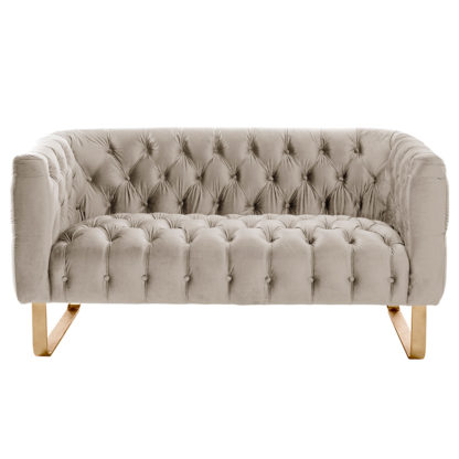 An Image of Grosvenor Two Seat Sofa - Taupe - Brushed Brass