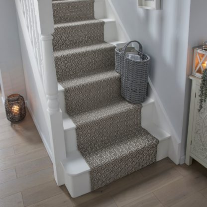 An Image of Diamond Weave Stair Runner Diamond Weave Grey