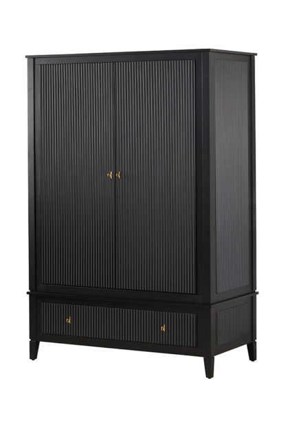 An Image of Heidi Black Wardrobe Brass/Silver