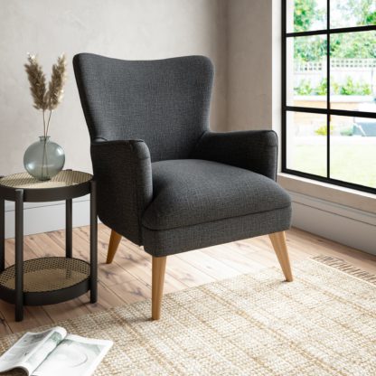 An Image of Marlow Slub Cotton Blend Armchair Slub Cotton Black