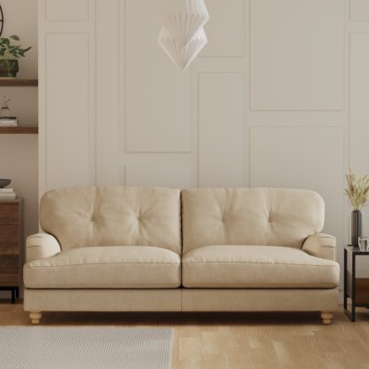 An Image of Martha Vintage Velvet 3 Seater Sofa Dove (Grey)