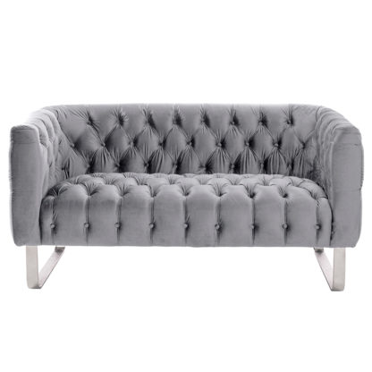 An Image of Grosvenor Two Seat Sofa - Dove Grey - Brushed Silver