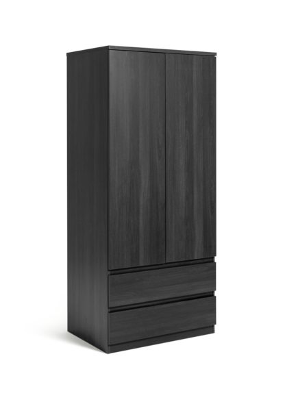 An Image of Habitat Jenson 2 Door 2 Drawer Wardrobe - Black Oak Effect