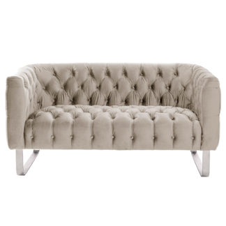 An Image of Grosvenor Two Seat Sofa - Taupe - Brushed Silver