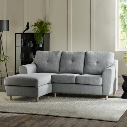 An Image of Baxter Textured Weave Corner Chaise Sofa Textured Weave Silver