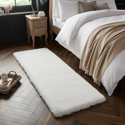 An Image of Dorma Luxury Faux Fur Runner Dorma Luxury Faux Fur Grey