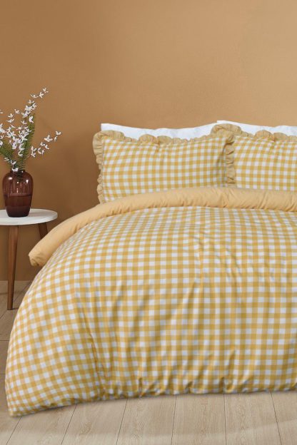 An Image of Gingham Ruffle Duvet Set