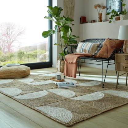 An Image of Curves Jute Rug Curves Jute Natural and White