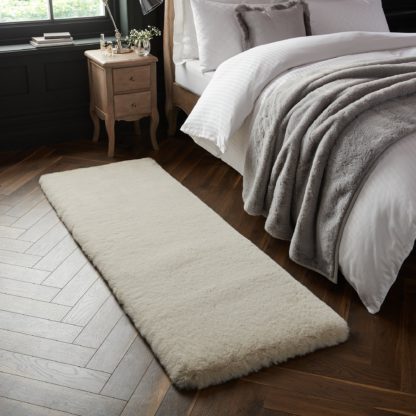 An Image of Dorma Luxury Faux Fur Runner Dorma Luxury Faux Fur Grey