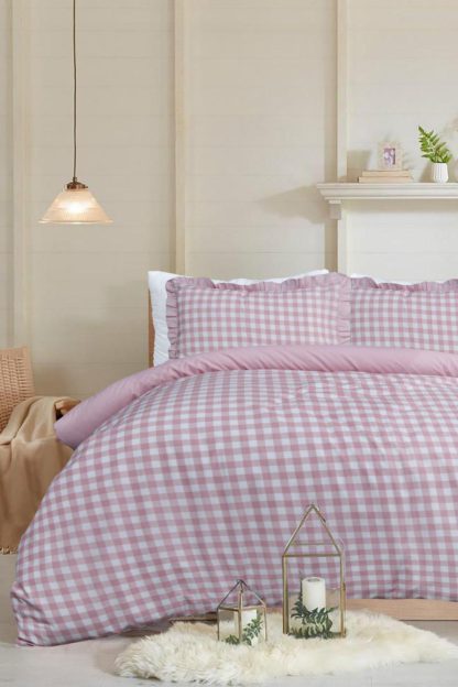 An Image of Gingham Ruffle Duvet Set