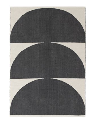 An Image of Habitat Half Moon Flatweave Cotton Rug - B&W - 120x180cm