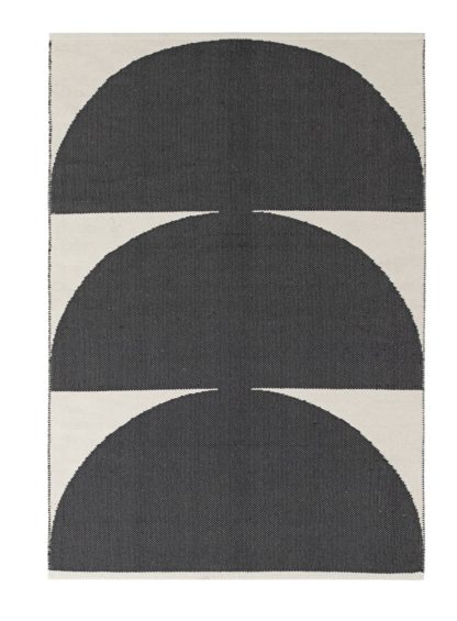 An Image of Habitat Half Moon Flatweave Cotton Rug - B&W - 120x180cm