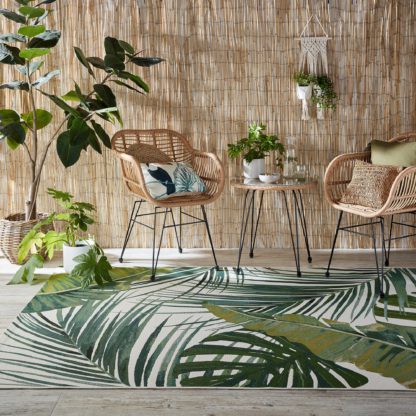 An Image of Jungle Leaf Indoor Outdoor Rug Green