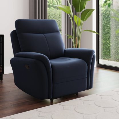 An Image of Monte Velvet Reclining Armchair Luxe Navy