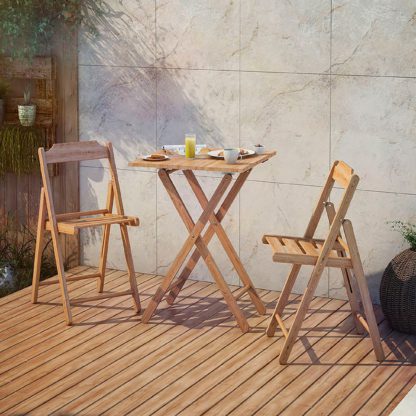 An Image of Beer 2 Seater Folding Bistro Set Natural