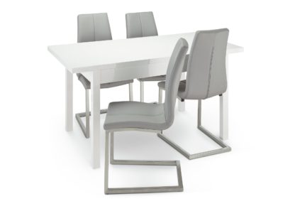 An Image of Argos Home Lyssa Extending Gloss Table & 4 Milo Chairs -Grey