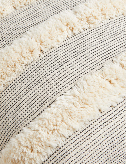 An Image of M&S Pure Cotton Tufted Tassel Stripe Cushion