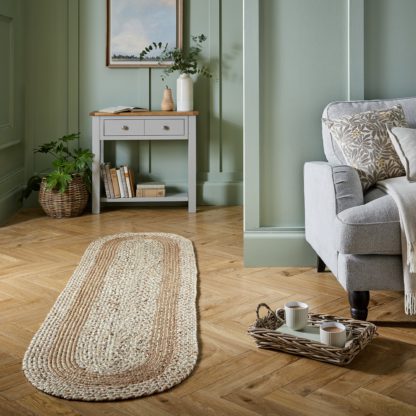 An Image of Wistow Jute Oval Runner Natural