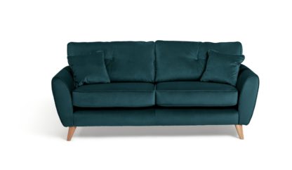 An Image of Habitat Isla 2 Seater Velvet Sofa - Teal