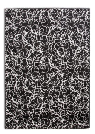 An Image of Habitat Squiggle Print Rug - Black & White - 120x170cm