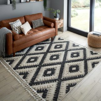 An Image of Amezri Boho Square Rug Grey