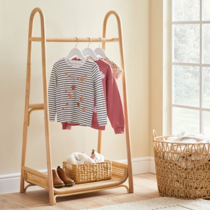 An Image of Kids Rattan Cane Clothes Rail Natural