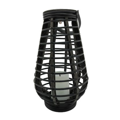 An Image of Homebase Edit Solar Solar Rattan Flame Effect Lantern